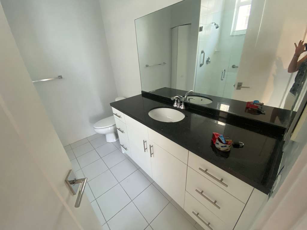 Bathroom before rental property styling transformation