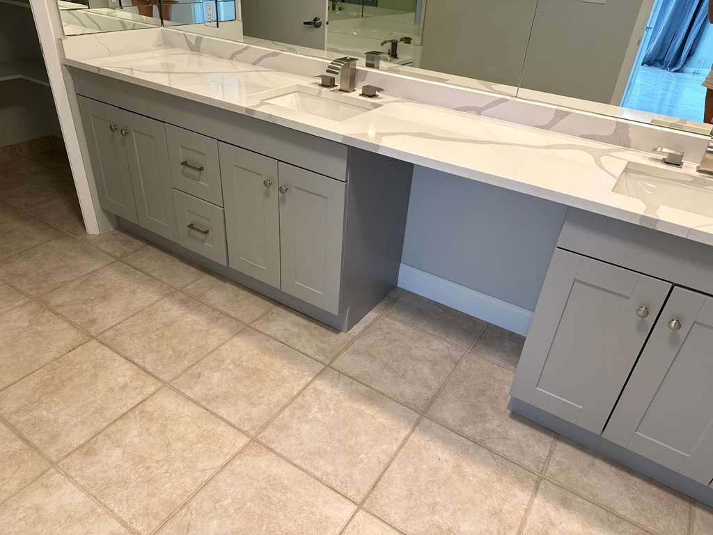Bathroom before rental property styling transformation