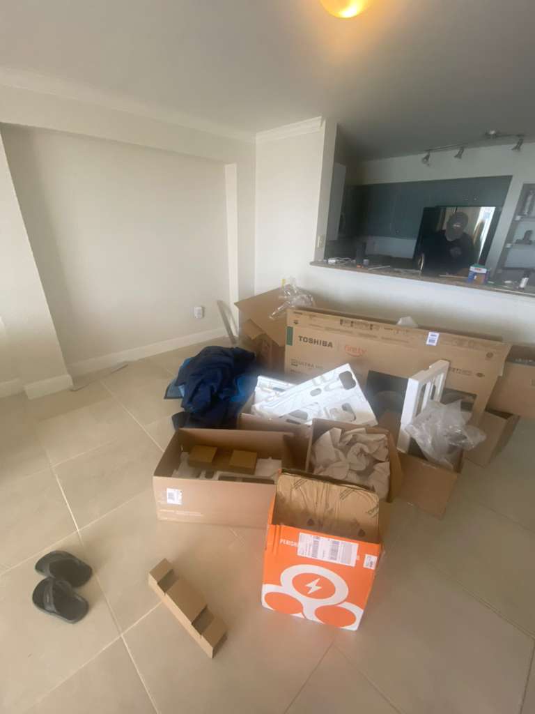 Dining area before rental property styling transformation