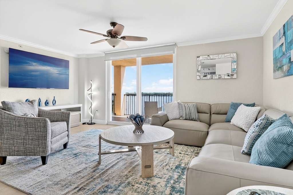 Living room after professional interior design and rental property styling