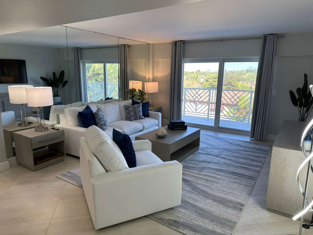 Living room after professional interior design and rental property styling