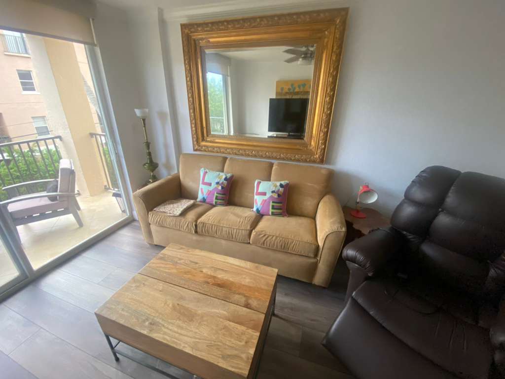 Living room before rental property styling transformation