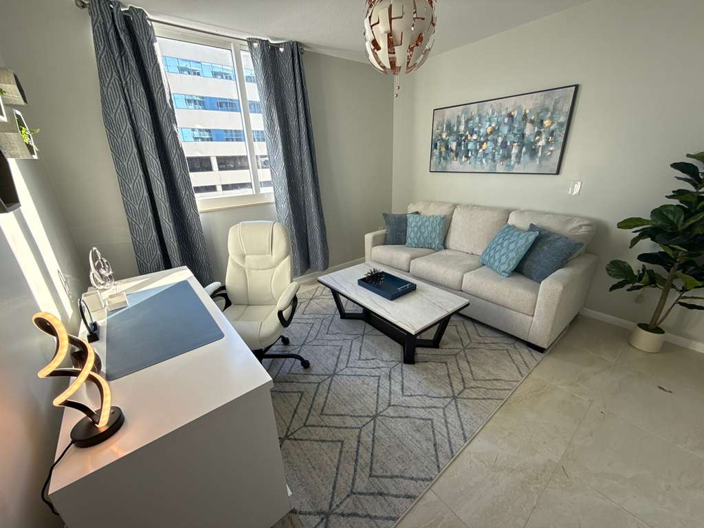 Office after professional interior design and rental property styling