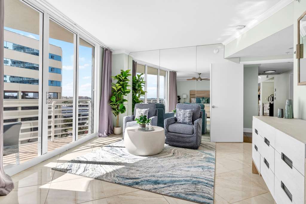 Sitting area after professional interior design and rental property styling